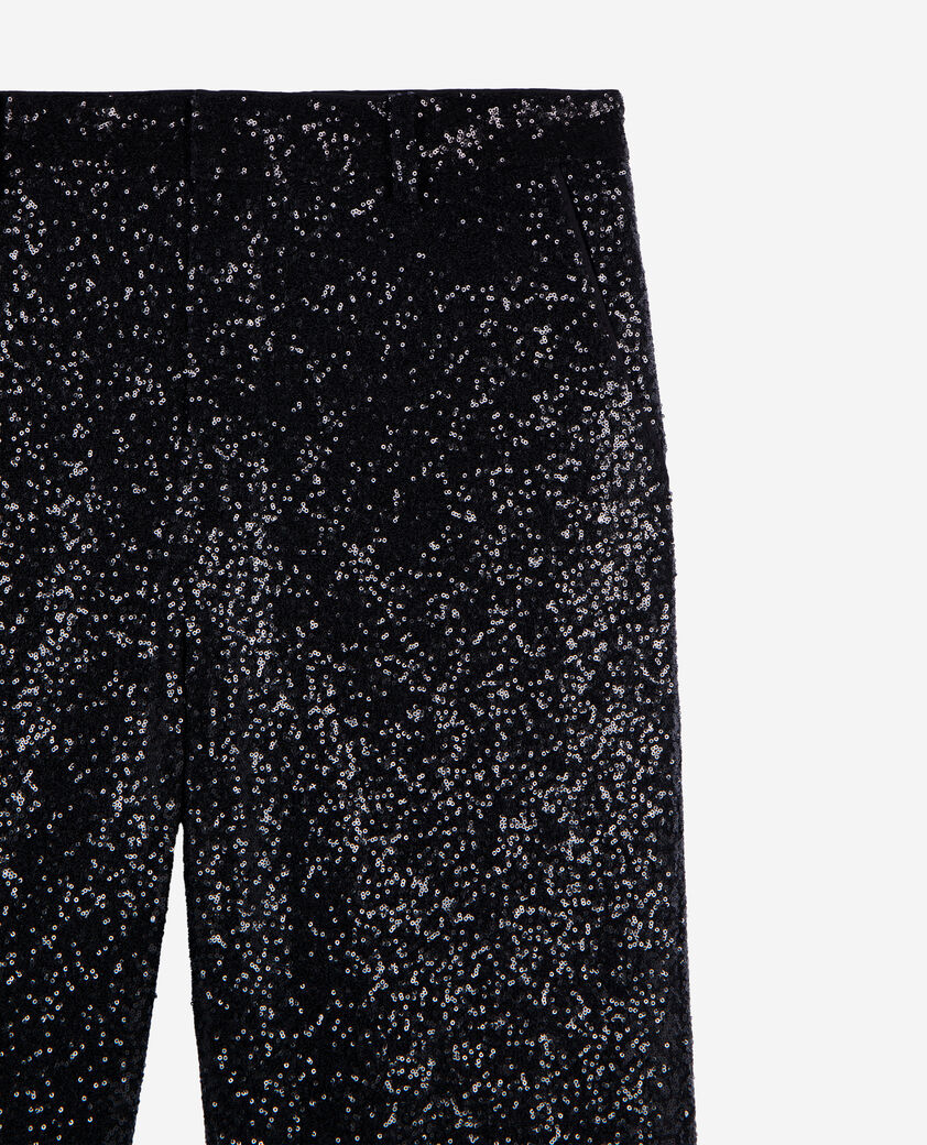 The Kooples HERREN BLACK schwarze hose mit geradem bein und pailletten