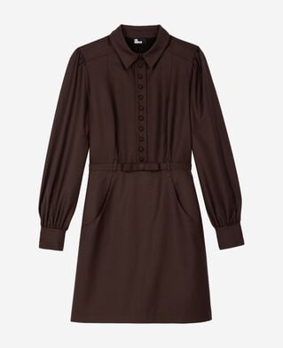 The Kooples WOMEN CHOCOLATE short dress in brown wool