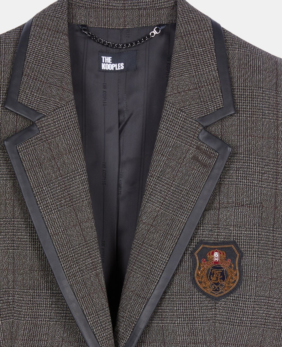 The Kooples F BROWN prince of wales jacket in brown wool