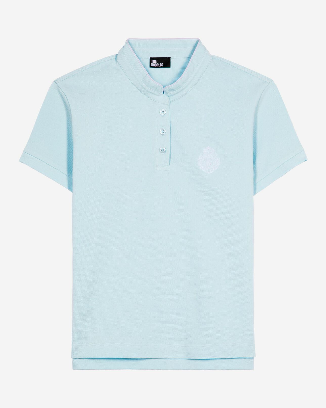 The Kooples WOMEN BABY BLUE light blue mandarin collar polo shirt