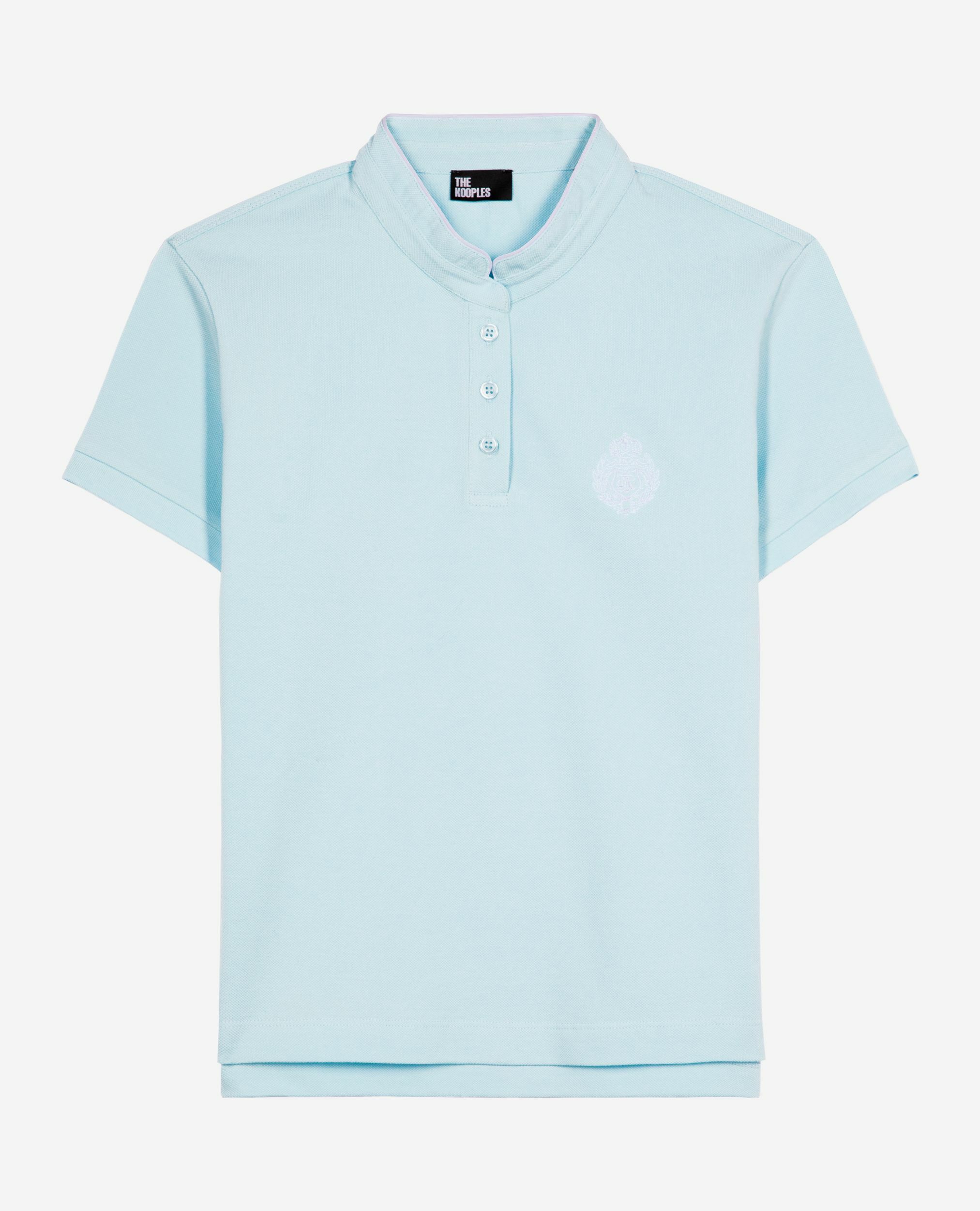 Light blue mandarin collar polo shirt, BABY BLUE, hi-res image number null