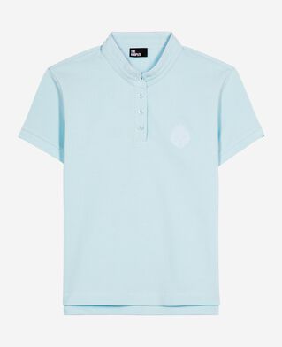 The Kooples WOMEN BABY BLUE light blue mandarin collar polo shirt