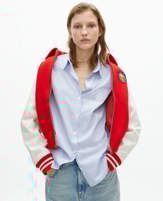 The Kooples WOMEN BLUE / WHITE blue poplin striped shirt