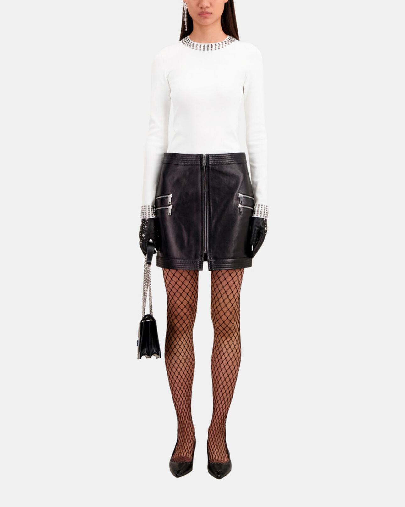 The Kooples FEMME BLACK jupe courte en cuir noire