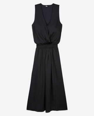 The Kooples MUJER BLACK vestido largo negro satinado