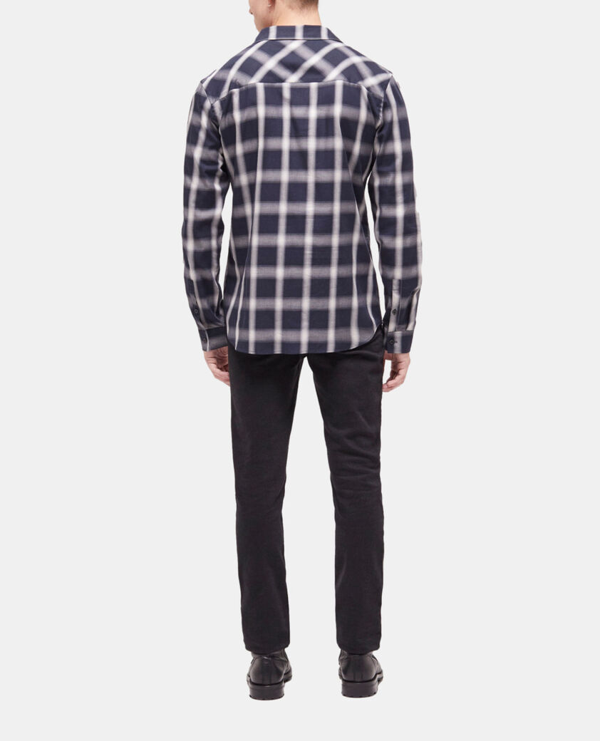 The Kooples HERREN NAVY ECRU kariertes hemd mit taschen