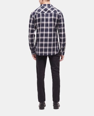 The Kooples HERREN NAVY ECRU kariertes hemd mit taschen