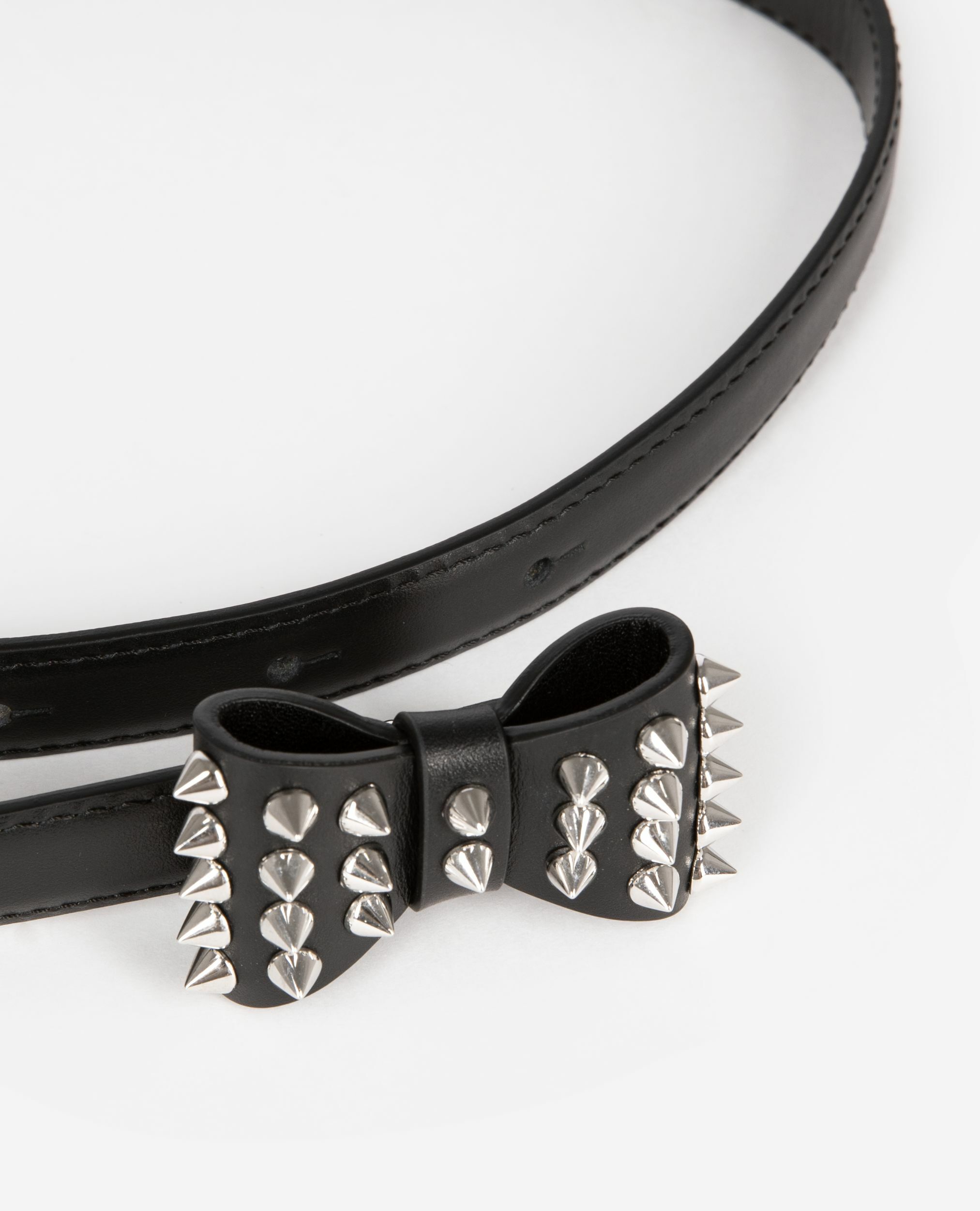 Ceinture fine avec noeud en cuir noire, BLACK, hi-res image number null