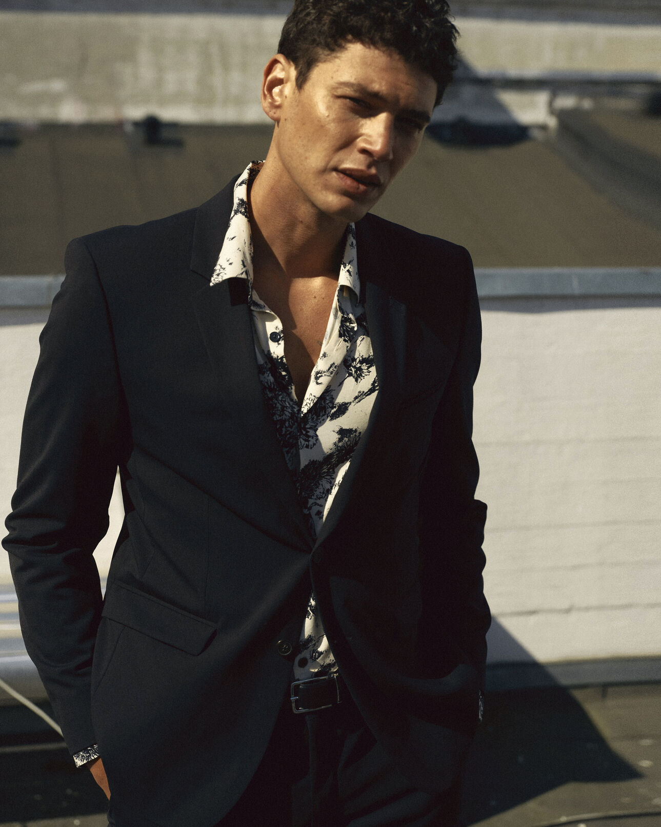 The Kooples MEN BLACK slim-fit black wool suit jacket