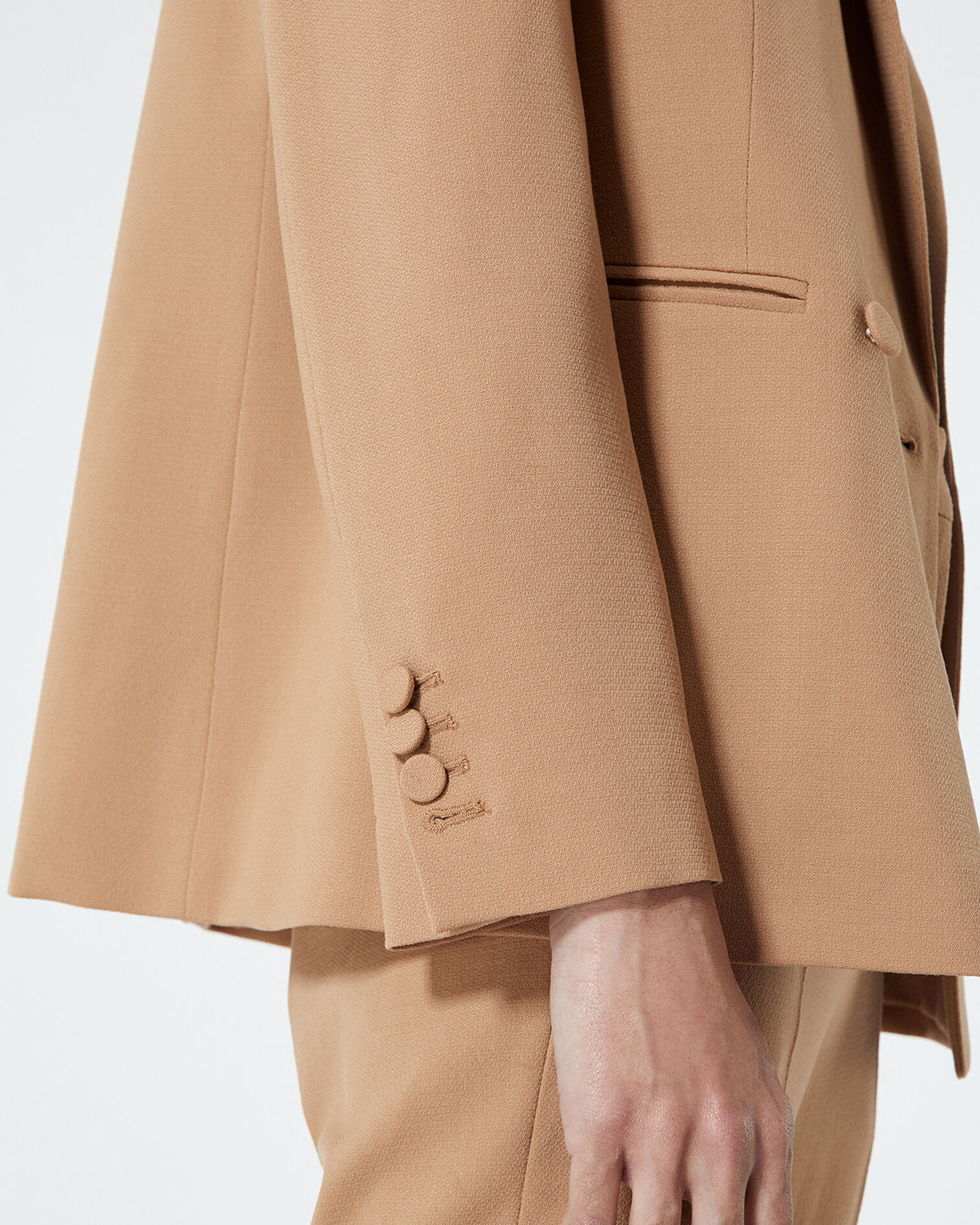 Veste laine camel coupe croisée, CAMEL, hi-res image number null