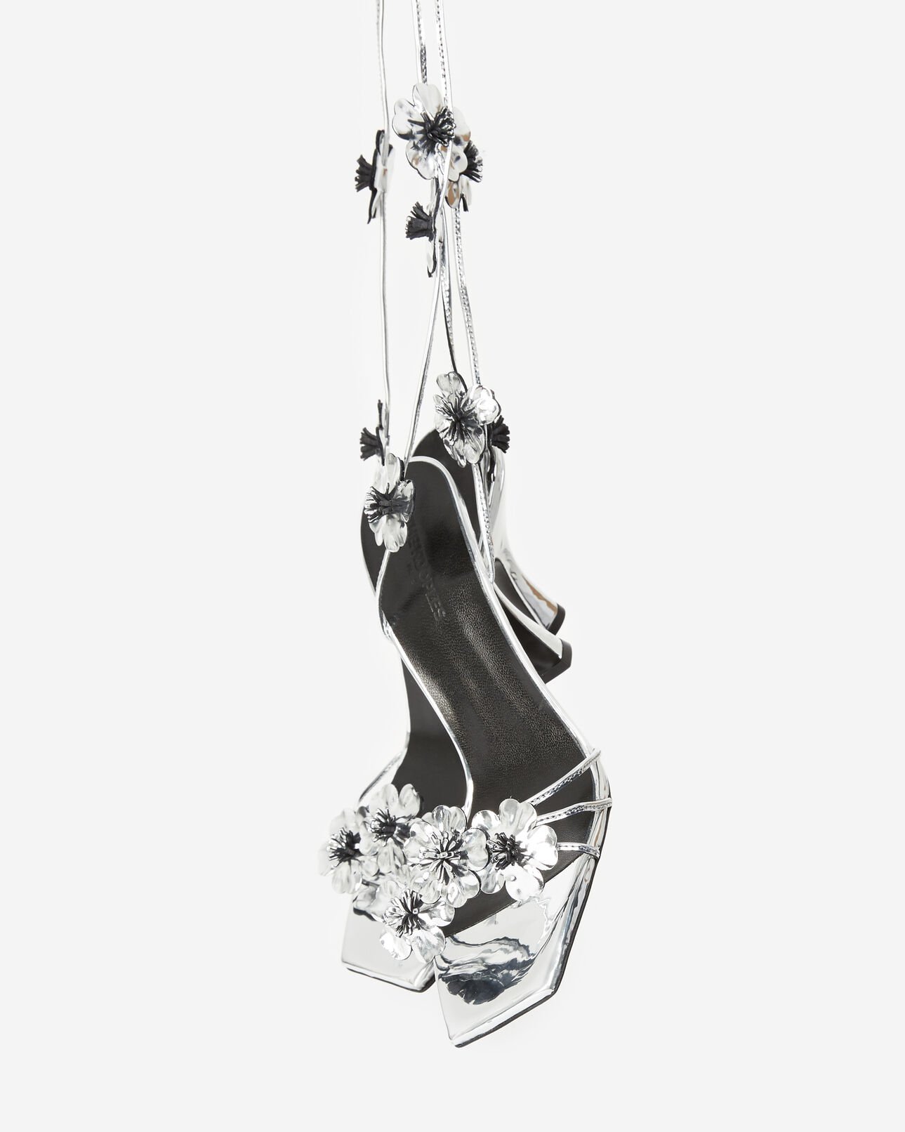 The Kooples FEMME SILVER sandales à talons hauts argentées lacées