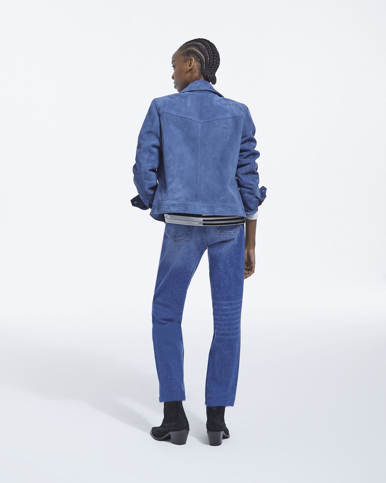 The Kooples F BLUE suede leather jacket