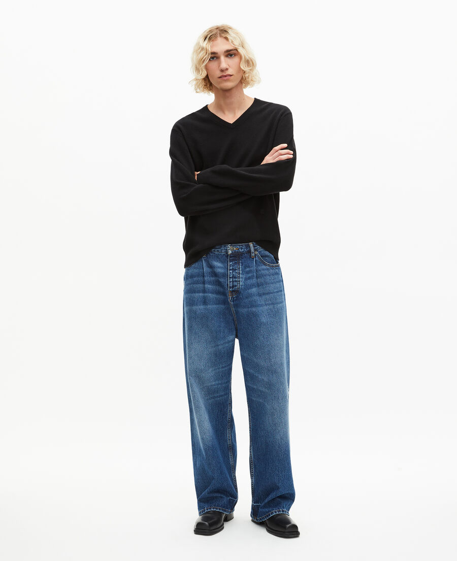 The Kooples HOMME BLACK pull col v en cachemire noir