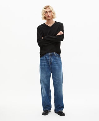 The Kooples HOMME BLACK pull col v en cachemire noir