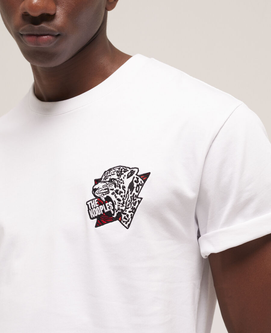 men's white screen print t-shirt