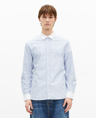 The Kooples MEN BLUE blue striped shirt with contrasting collar