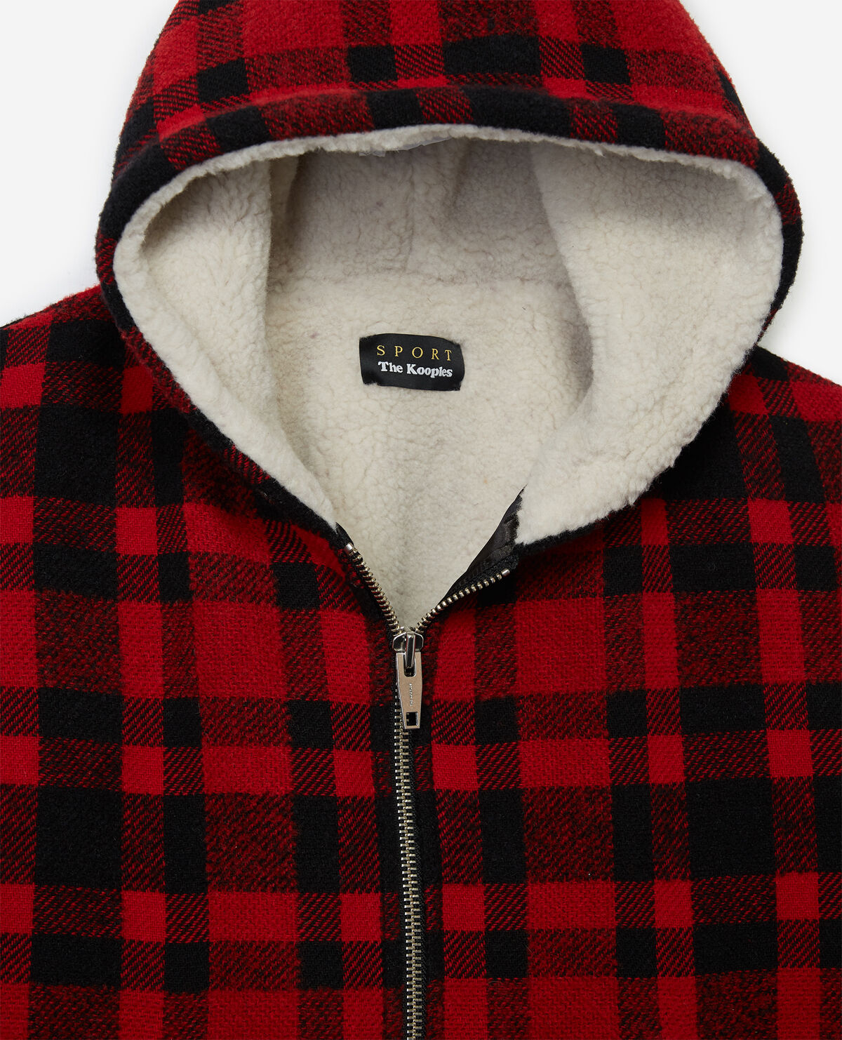 Red and black sales checkered wool jacket