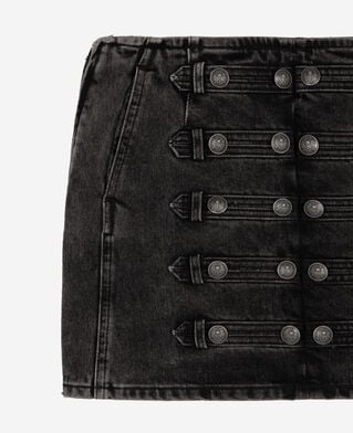 The Kooples WOMEN BLACK WASHED short gray denim skirt
