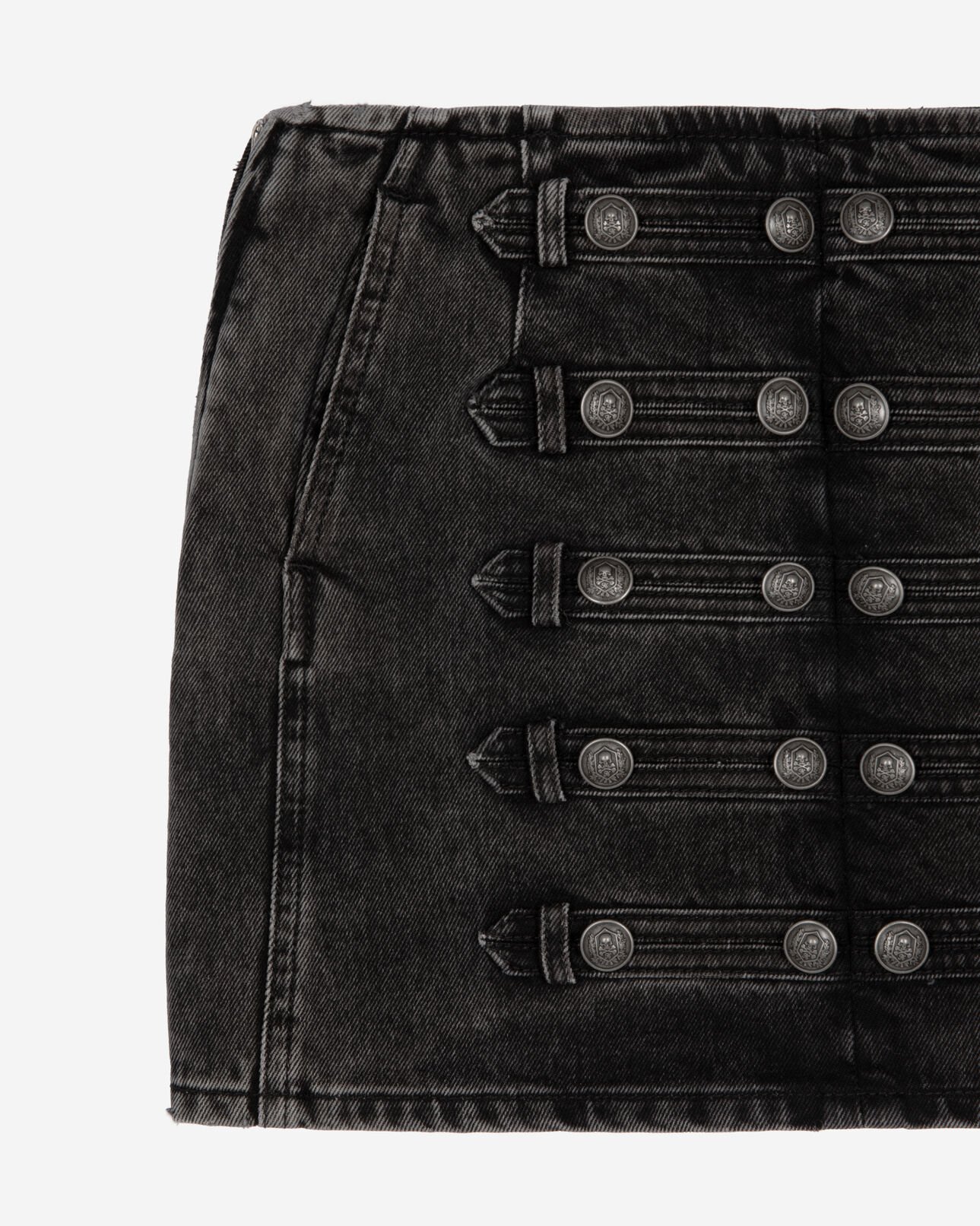 The Kooples DAMEN BLACK WASHED kurzer grauer jeansrock