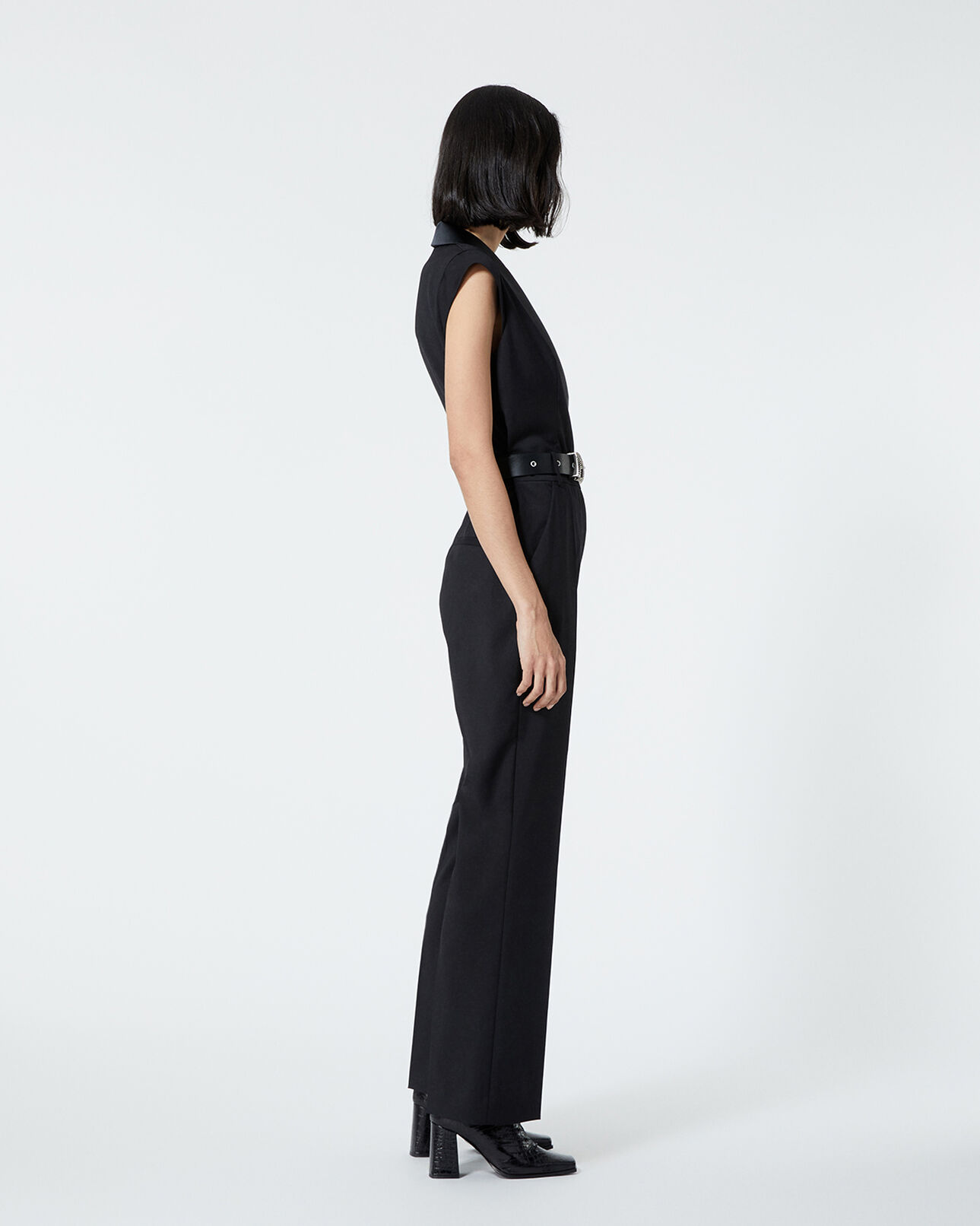 The Kooples FEMME BLACK combinaison noire laine façon smoking