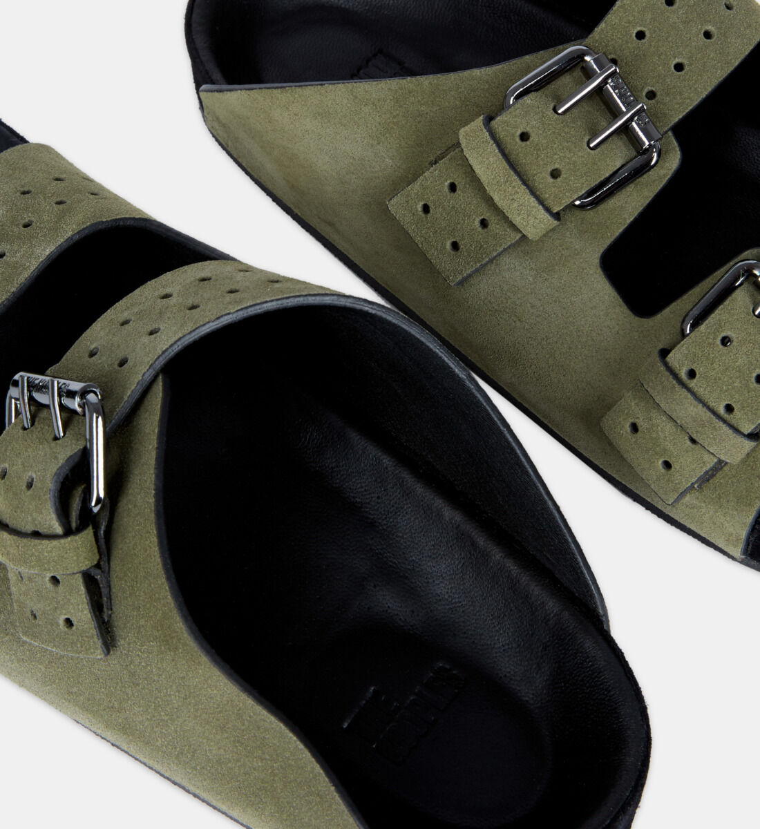 Khaki leather sandals The Kooples
