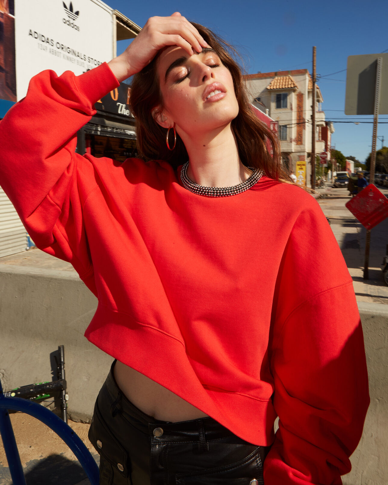 The Kooples WOMEN RED short red sweatshirt with embroidery