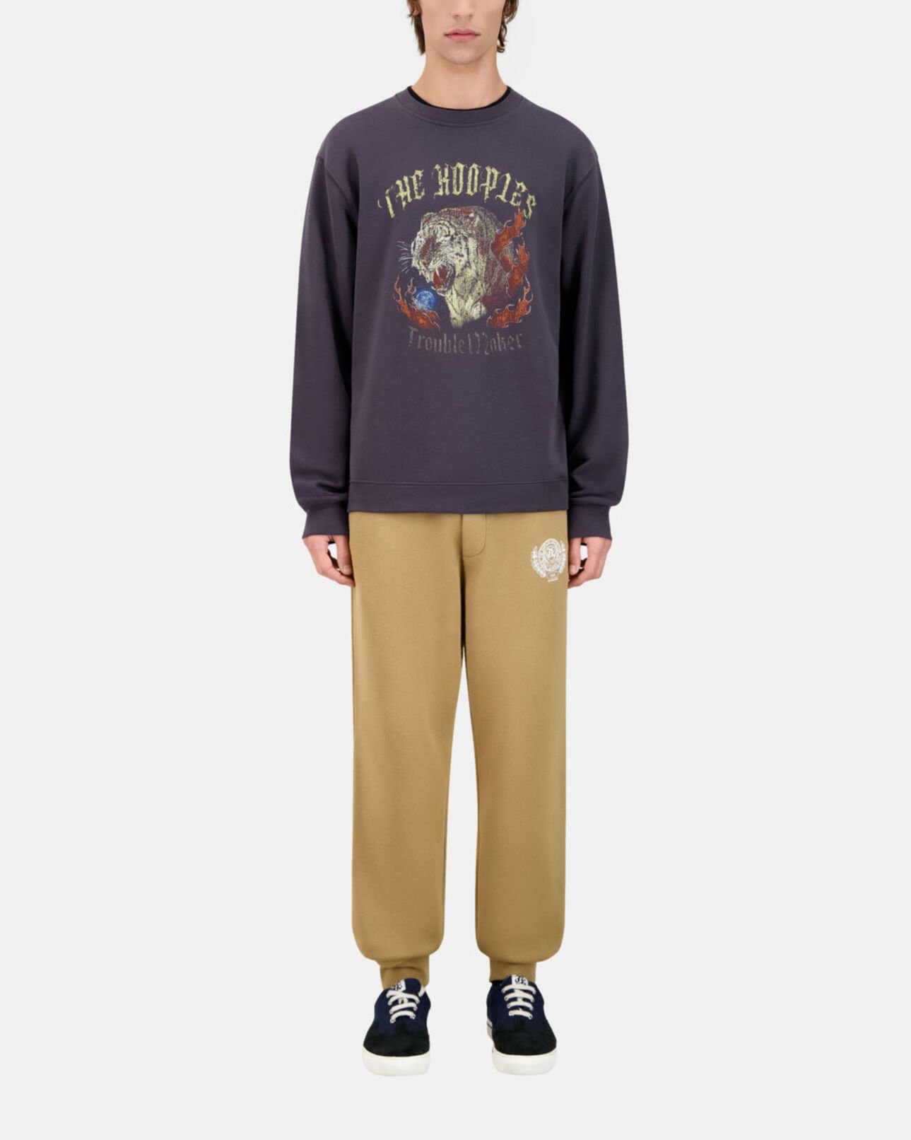 The Kooples HOMBRE CARBONE sudadera gris carbono serigrafía fire tiger