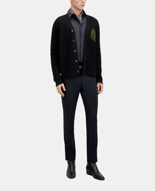 The Kooples HOMME BLACK cardigan en laine côtelée mélangée noir
