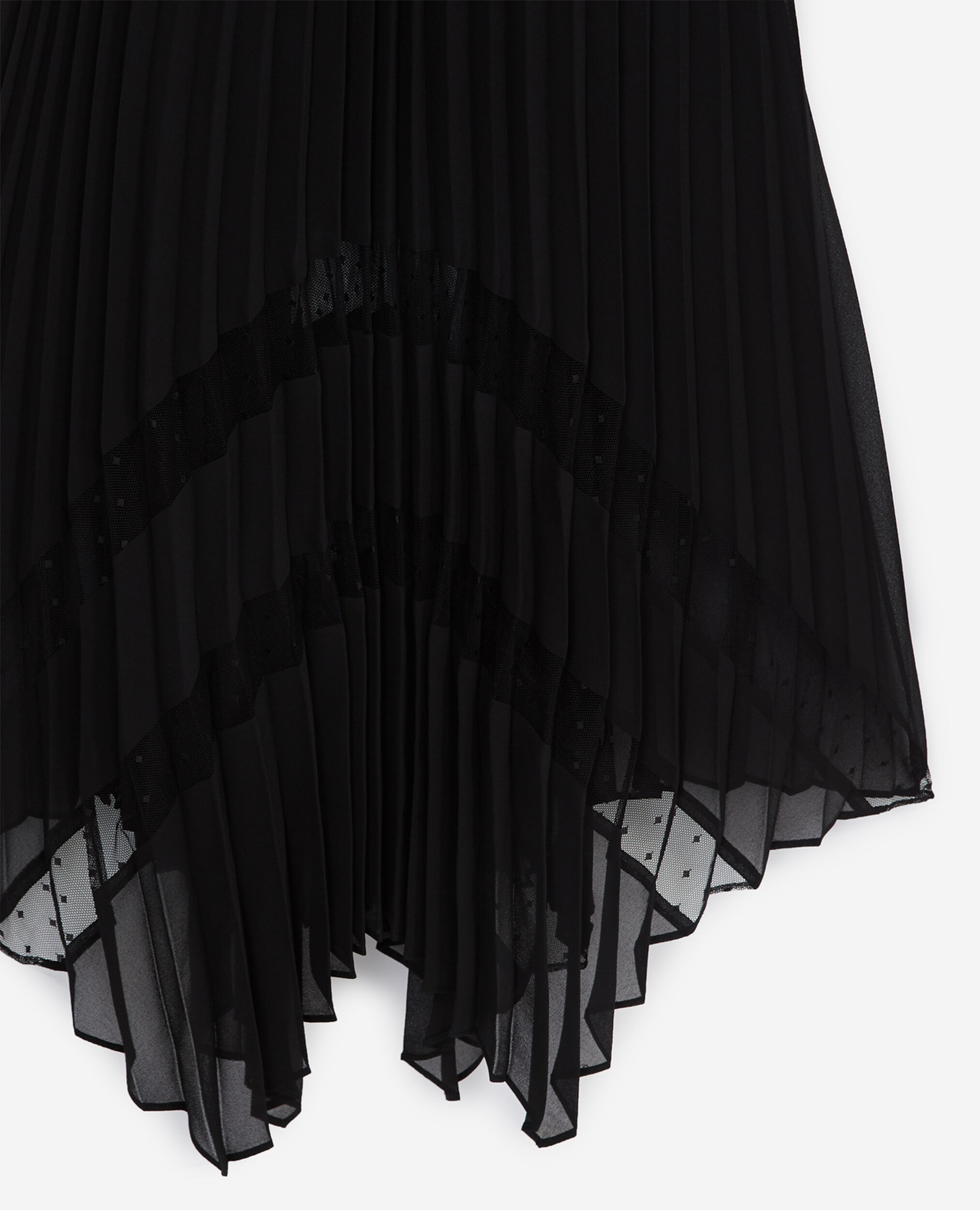 Langes, schwarzes Kleid mit Plissierung, BLACK, hi-res image number null
