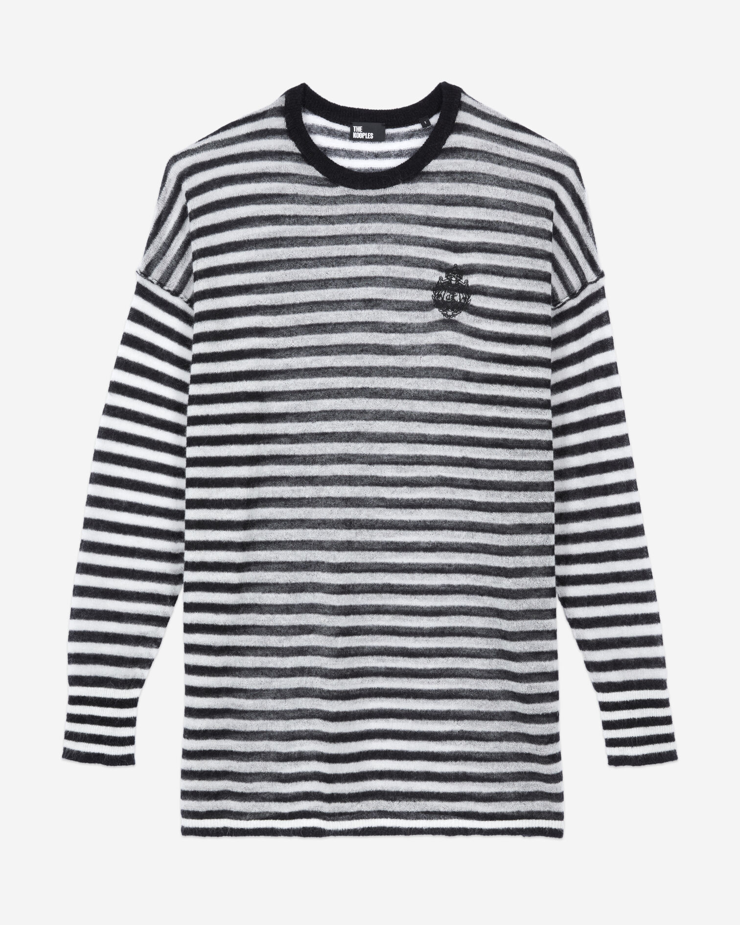 Striped mohair and wool sweater, BLACK / WHITE, hi-res image number null