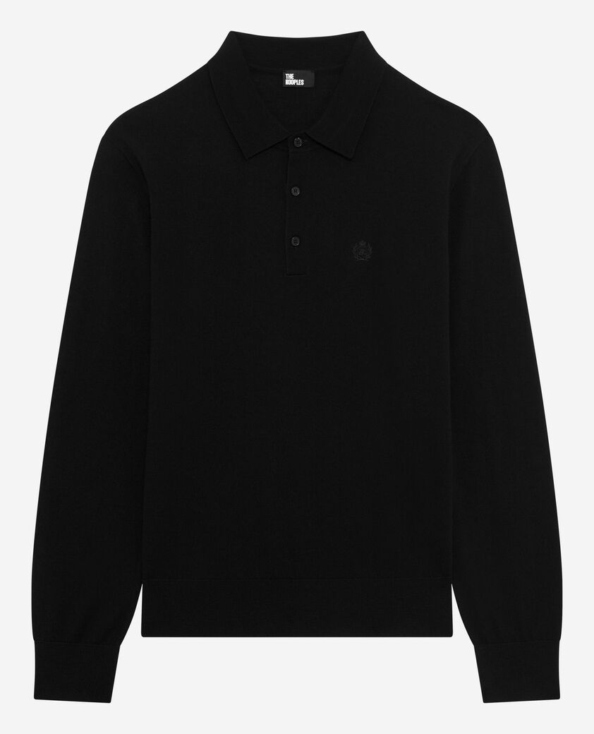 The Kooples HERREN BLACK pullover mit polokragen aus merinowolle schwarz