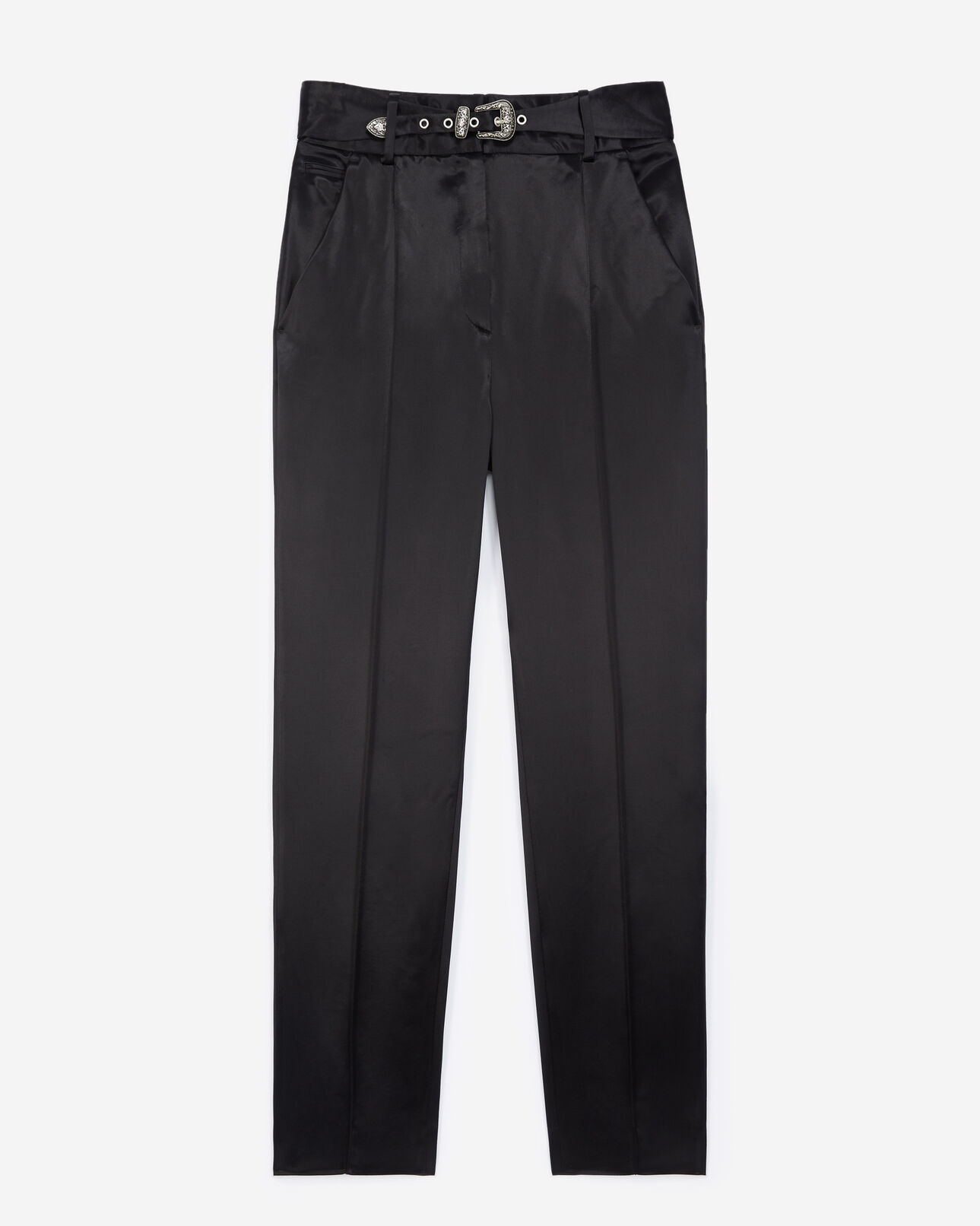 The Kooples WOMEN BLACK fitted black satin pants