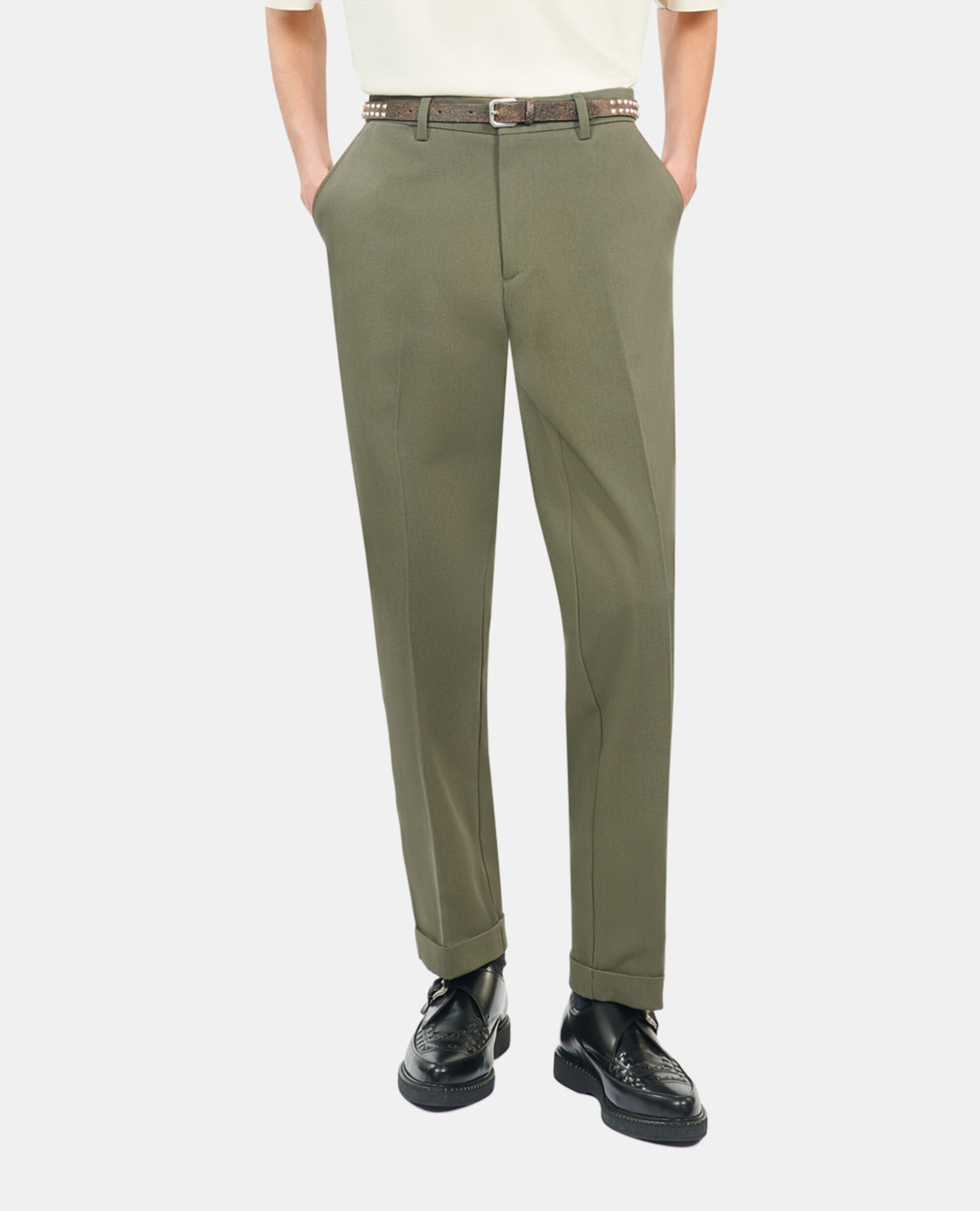 Khaki cotton trousers, OLIVE NIGHT, hi-res image number null
