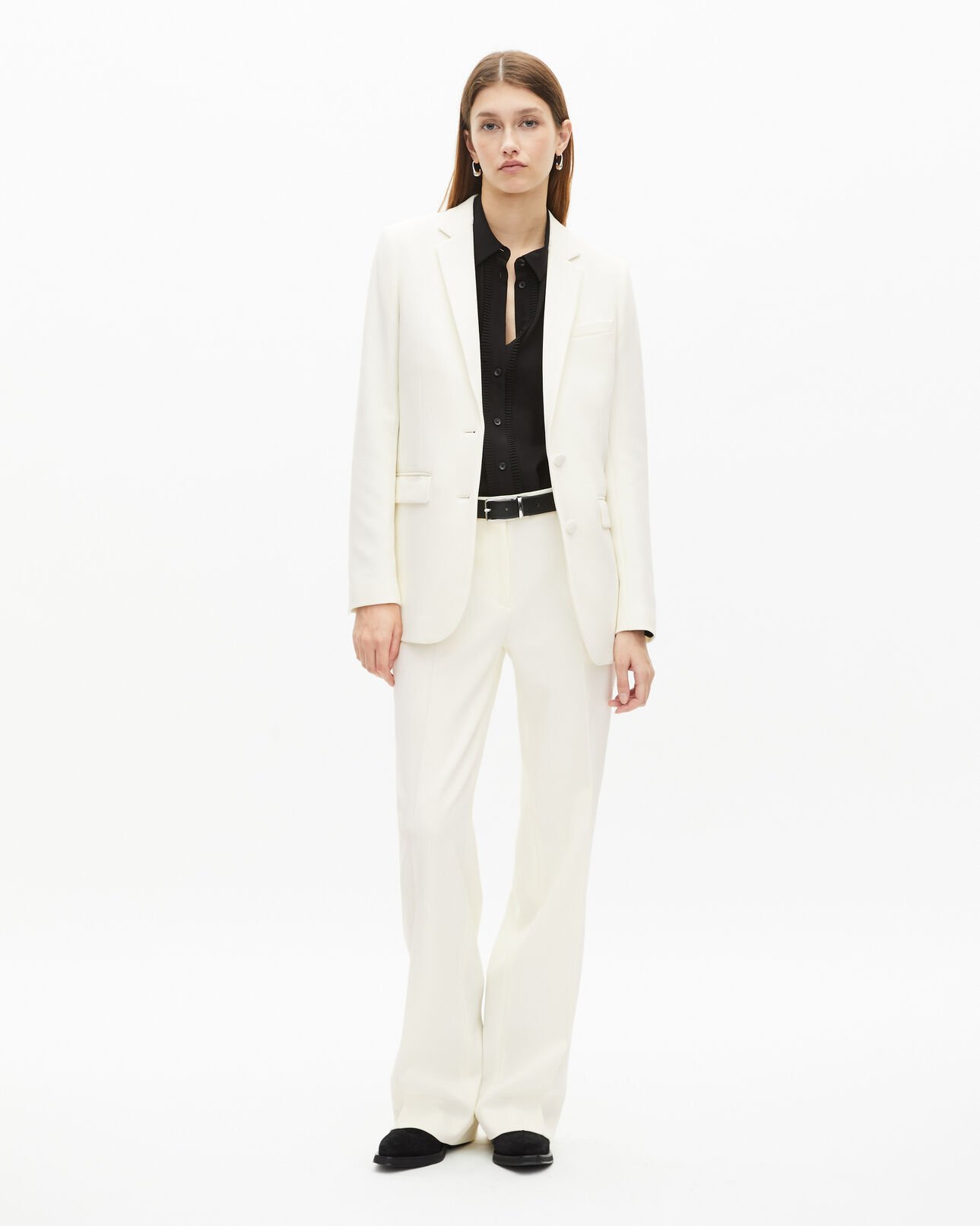The Kooples MUJER ECRU chaqueta sastre de crepé color crudo de corte recto
