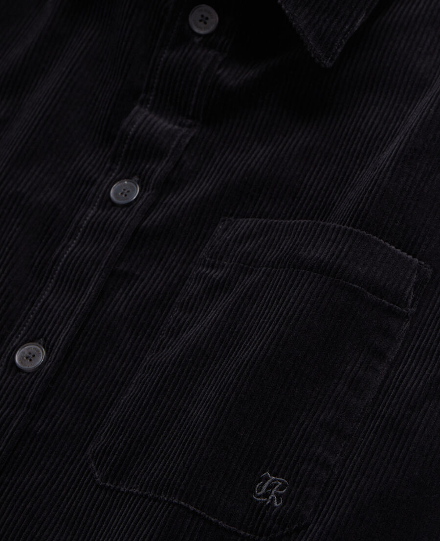 chemise noire en velours côtelé