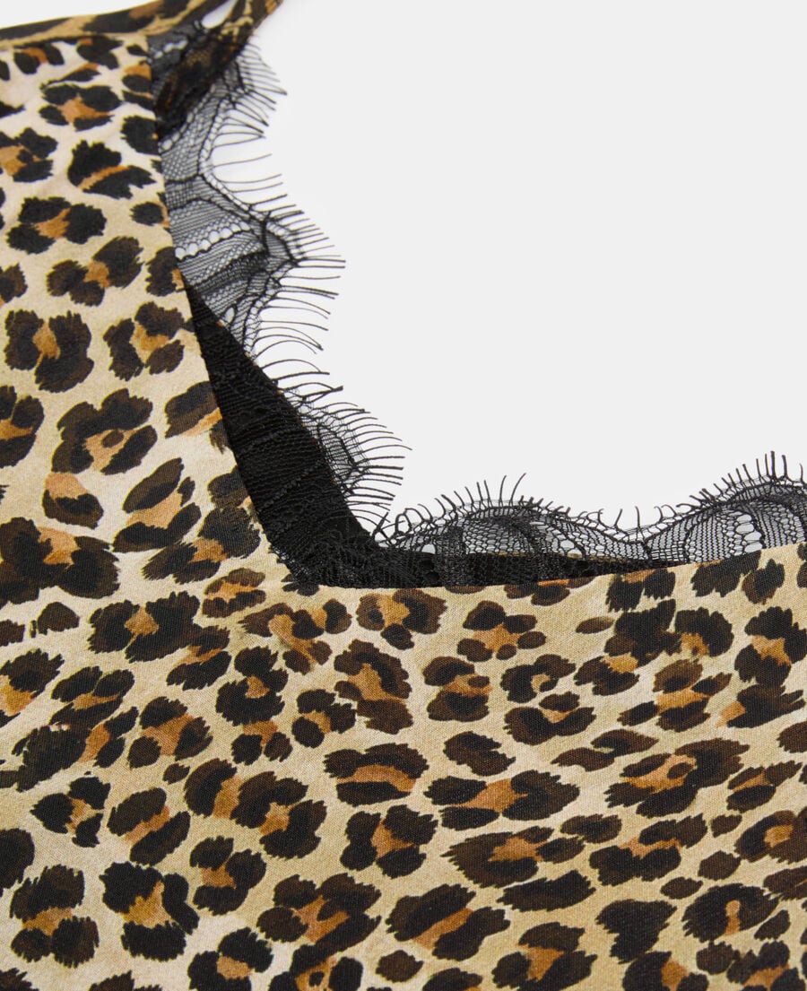 The Kooples FEMME LEOPARD robe nuisette longue en soie imprimé léopard