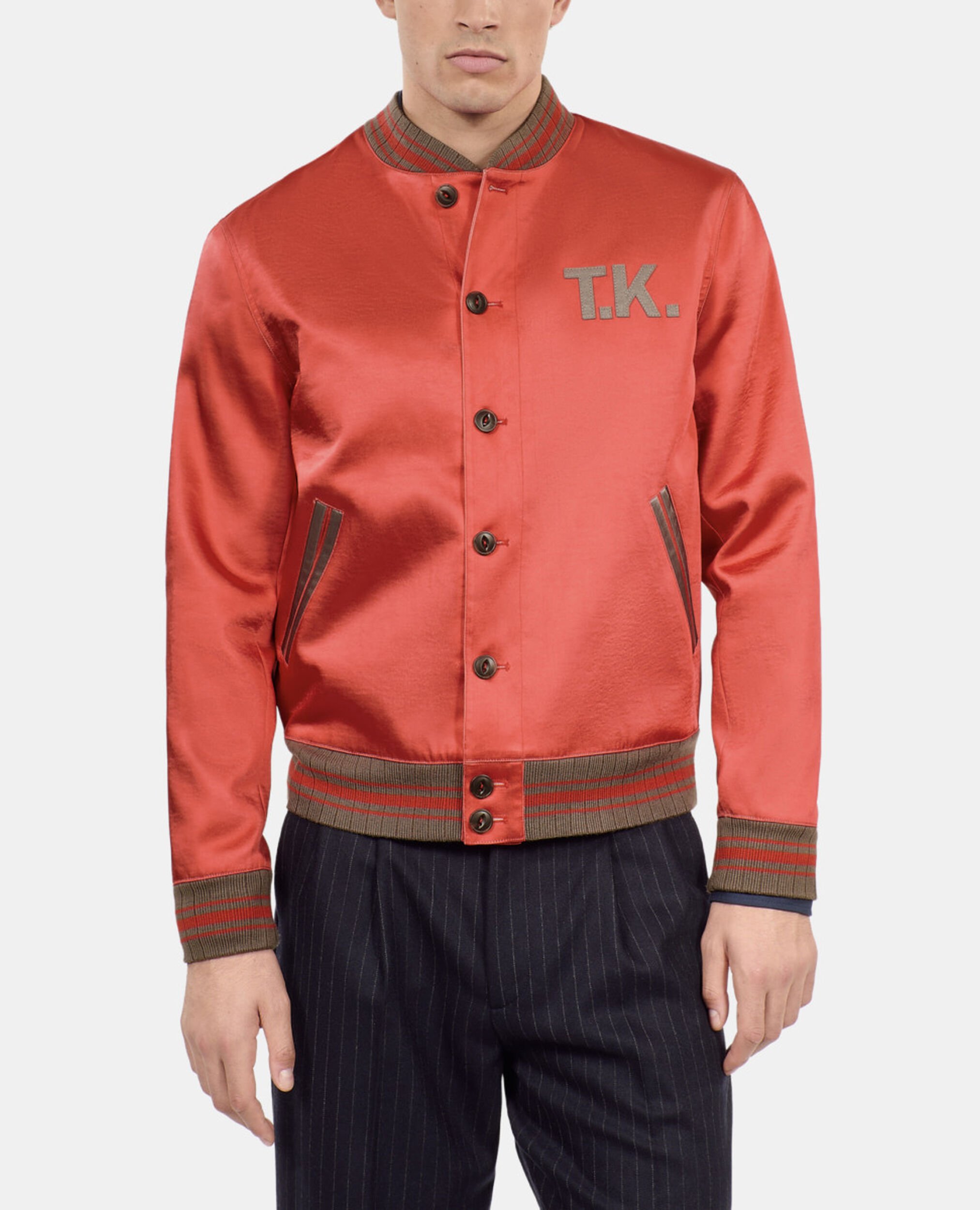 Red satin jacket with patches, RUBIS, hi-res image number null