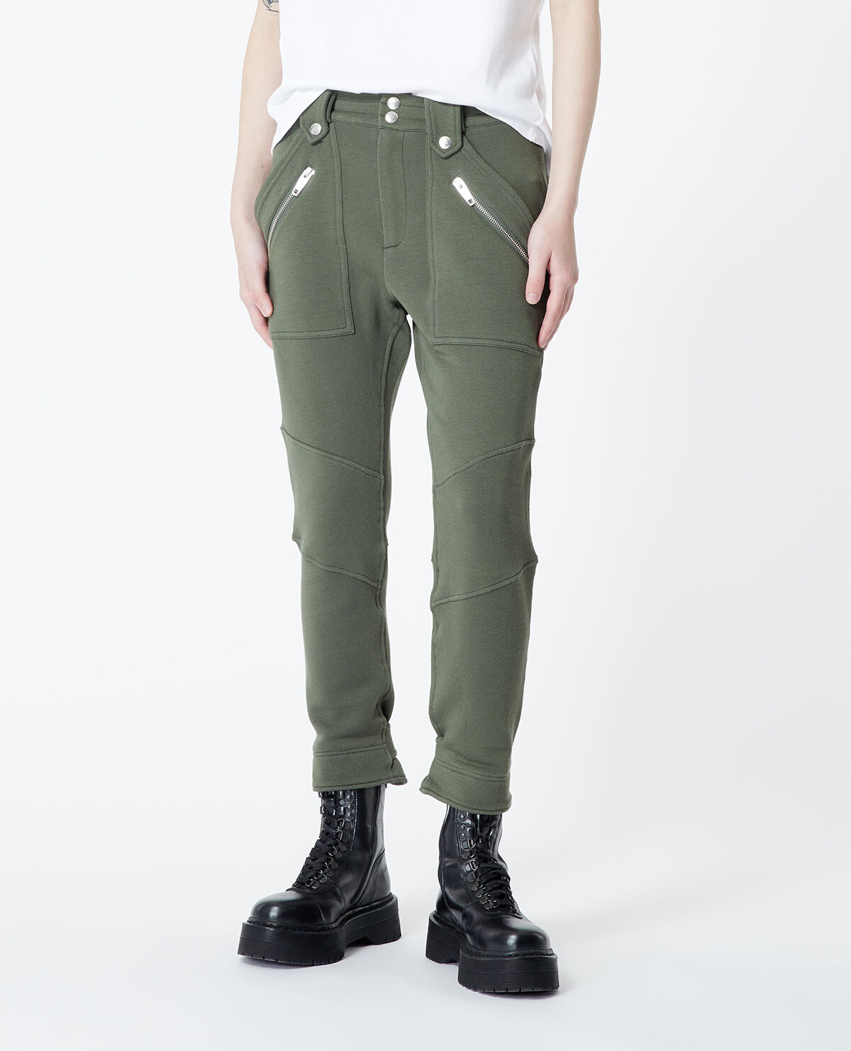 Khaki joggers with zippers online