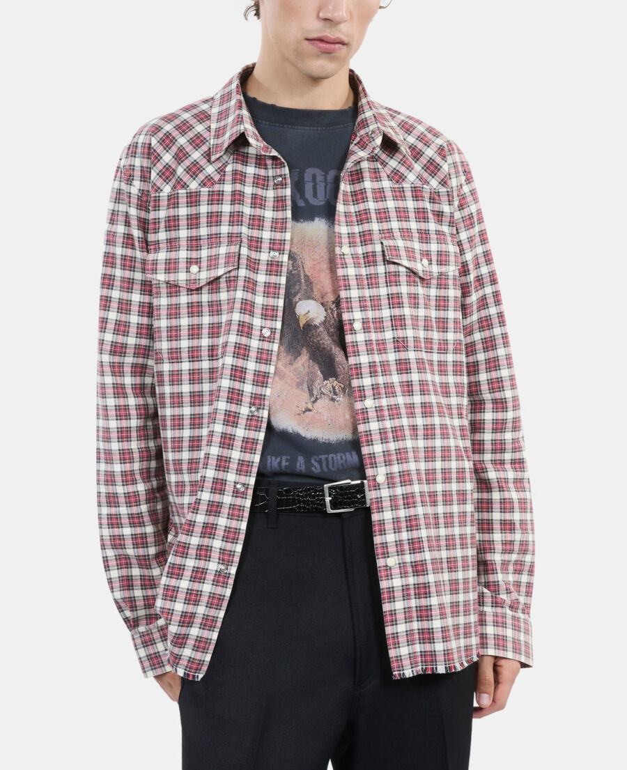 The Kooples HOMME BLACK ECRU RED chemise à carreaux