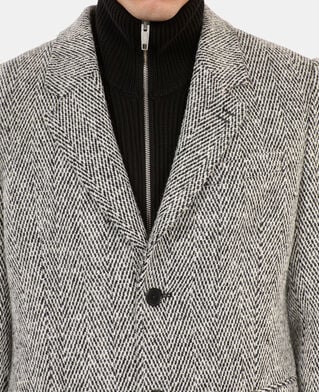 The Kooples HOMME BLACK WHITE manteau long chevron noir et blanc