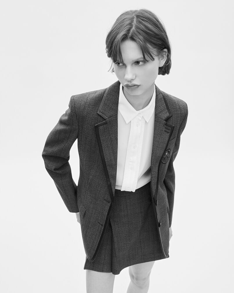 The Kooples WOMEN BROWN prince of wales jacket in brown wool
