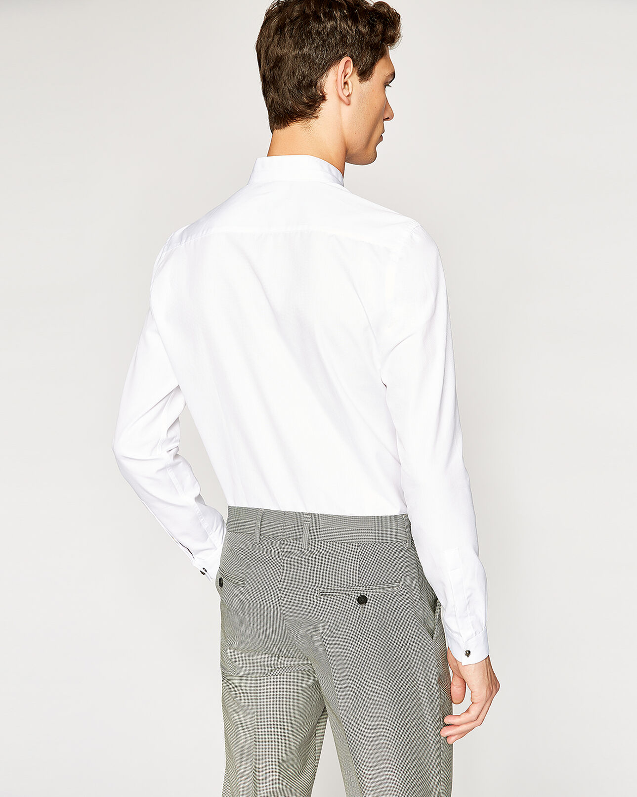 The Kooples MEN WHITE white cotton faille shirt with officer collar