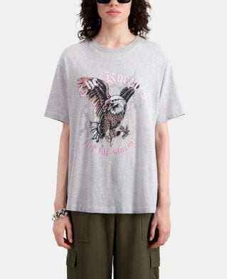 The Kooples F GRIS CLAIR grey t-shirt with feel the storm serigraphy