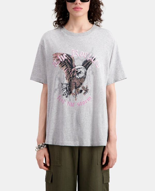 The Kooples WOMEN GRIS CLAIR grey t-shirt with feel the storm serigraphy