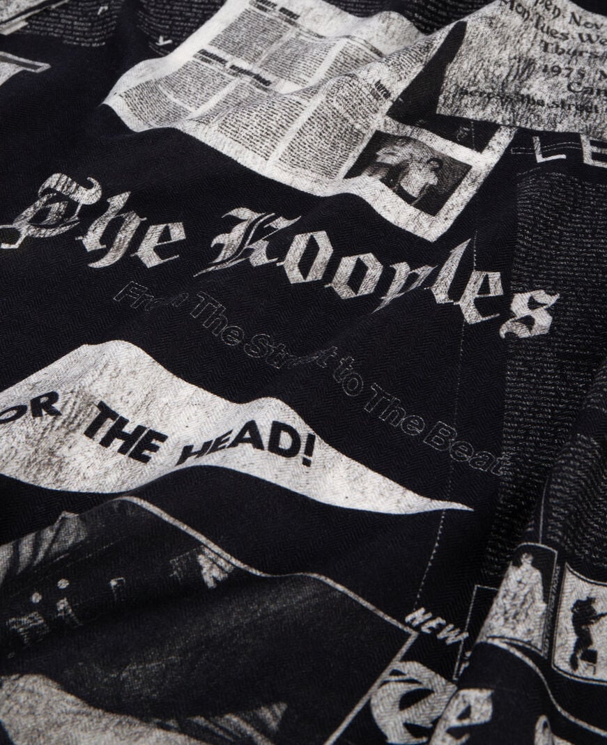 The Kooples DAMEN BLACK WHITE bedrucktes kopftuch aus wolle und seide