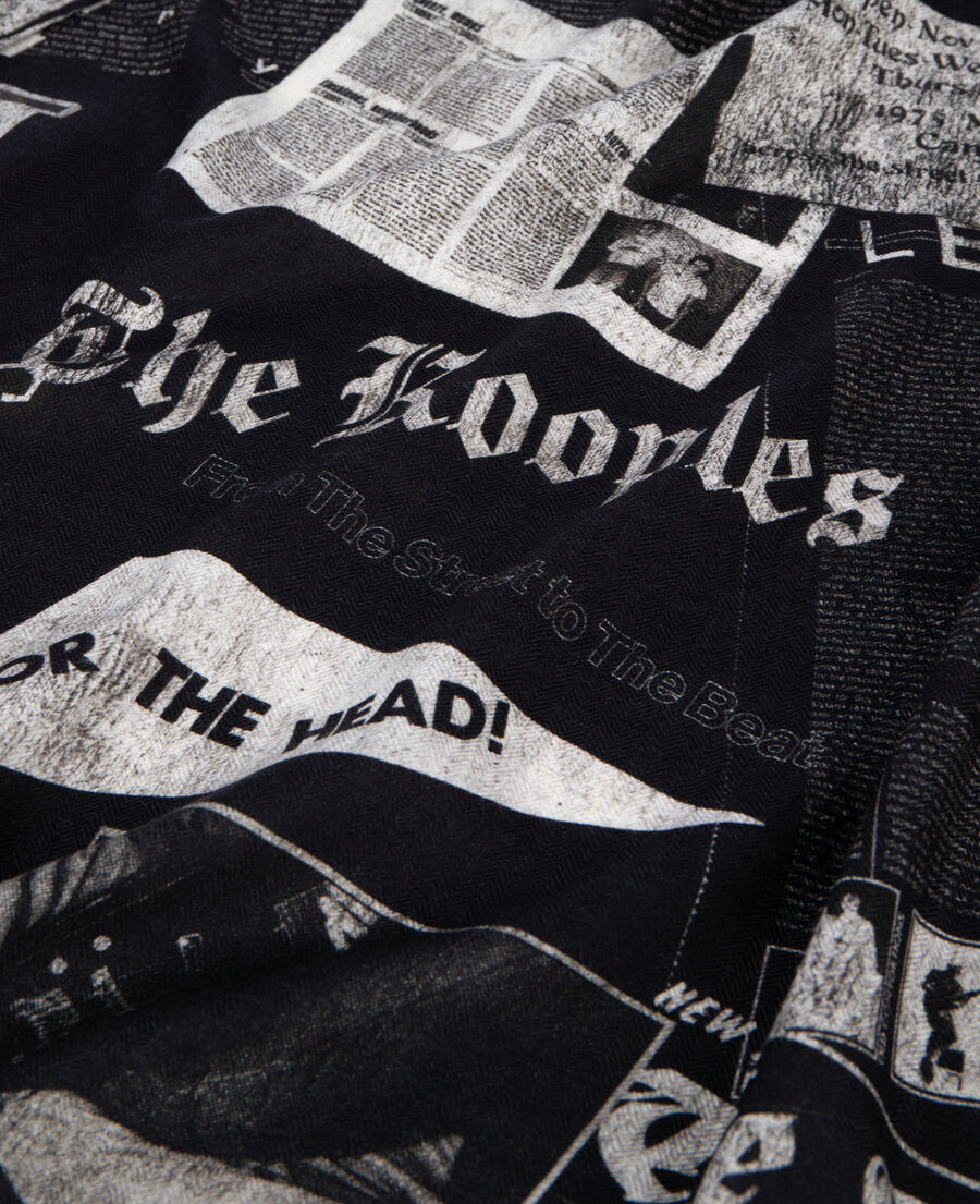 The Kooples WOMEN BLACK WHITE printed wool and silk scarf