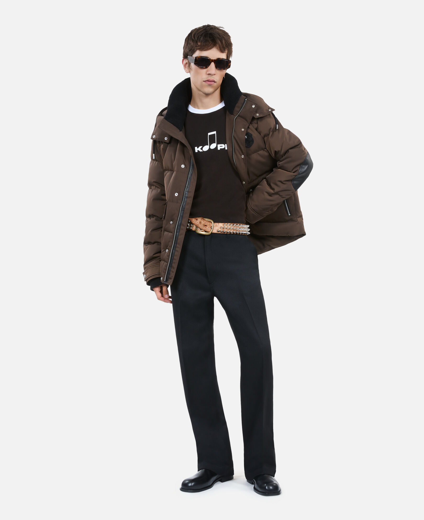 The Kooples MEN BROWN brown blazon down jacket