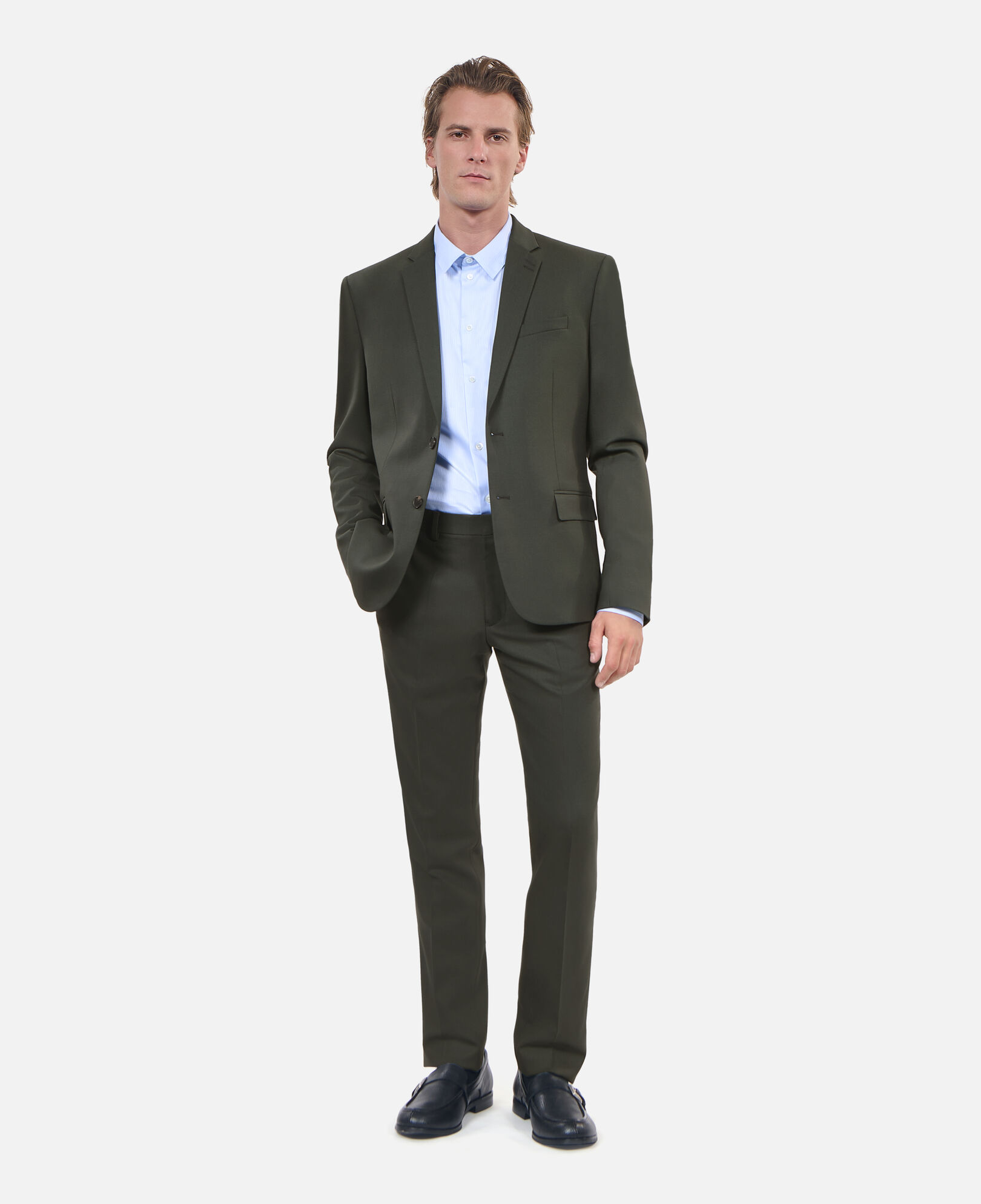 The Kooples MEN KAKI khaki wool suit trousers fitted trousers