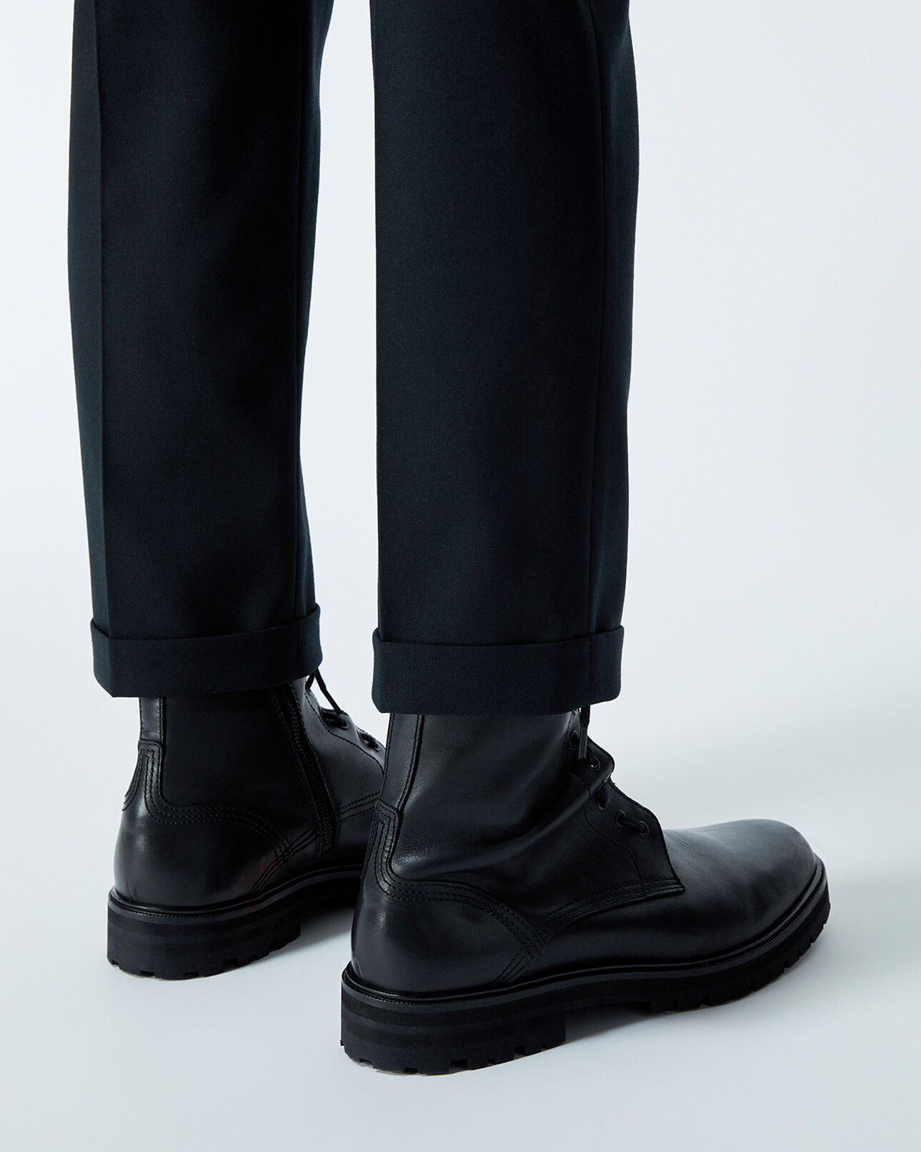 The Kooples HERREN BLACK boots schwarz lederdetail schnürung seitlich