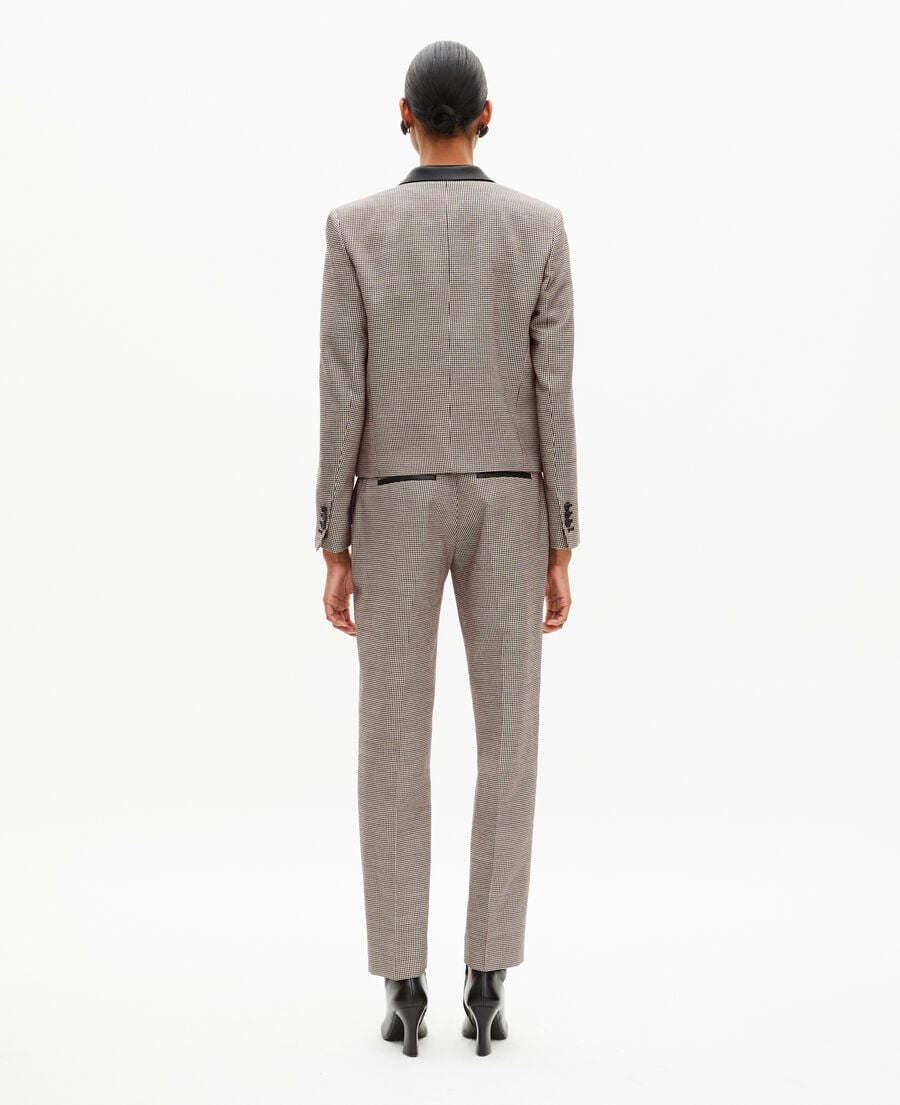 The Kooples FEMME BLACK GREY veste tailleur en pied de poule courte noire et blanche